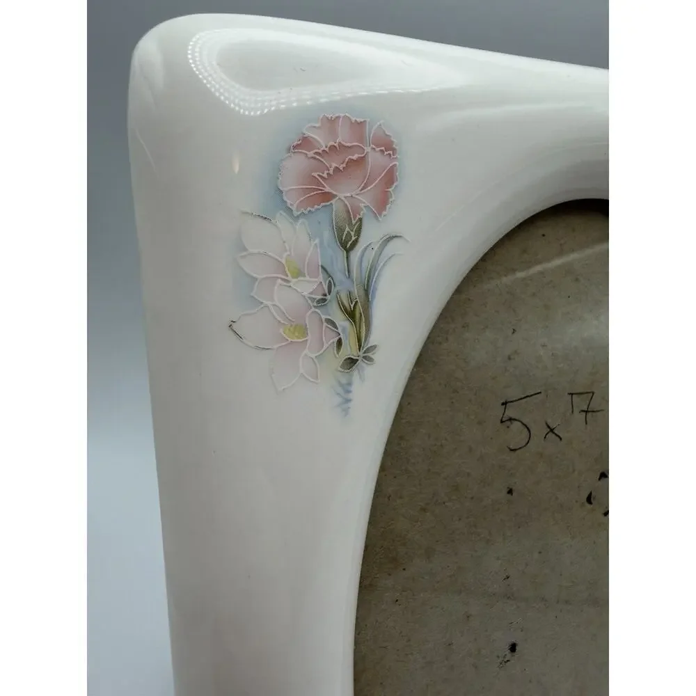 Vintage White Pastel Floral Photo Picture Frame 5x7 Cottagecore